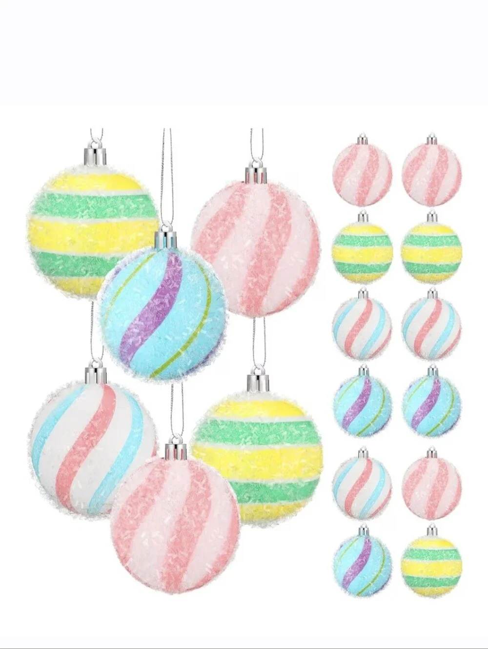 Holiday Frosted Pastel Christmas Ornaments - 12 Count. NWT.